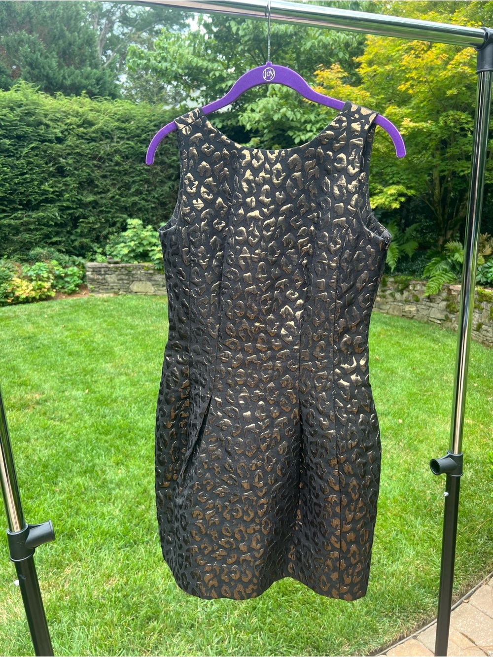 Cynthia Steffe Black and Gold Leopard Jacquard Mini Dress
